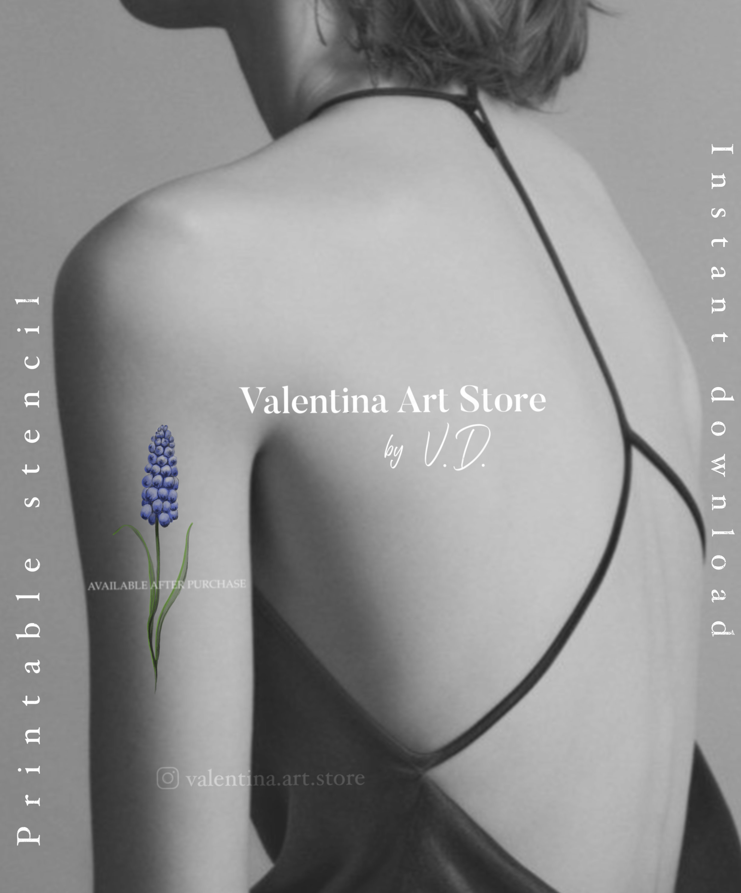 Flower Tattoo Design Printable Stencil Instant Download Etsy Australia