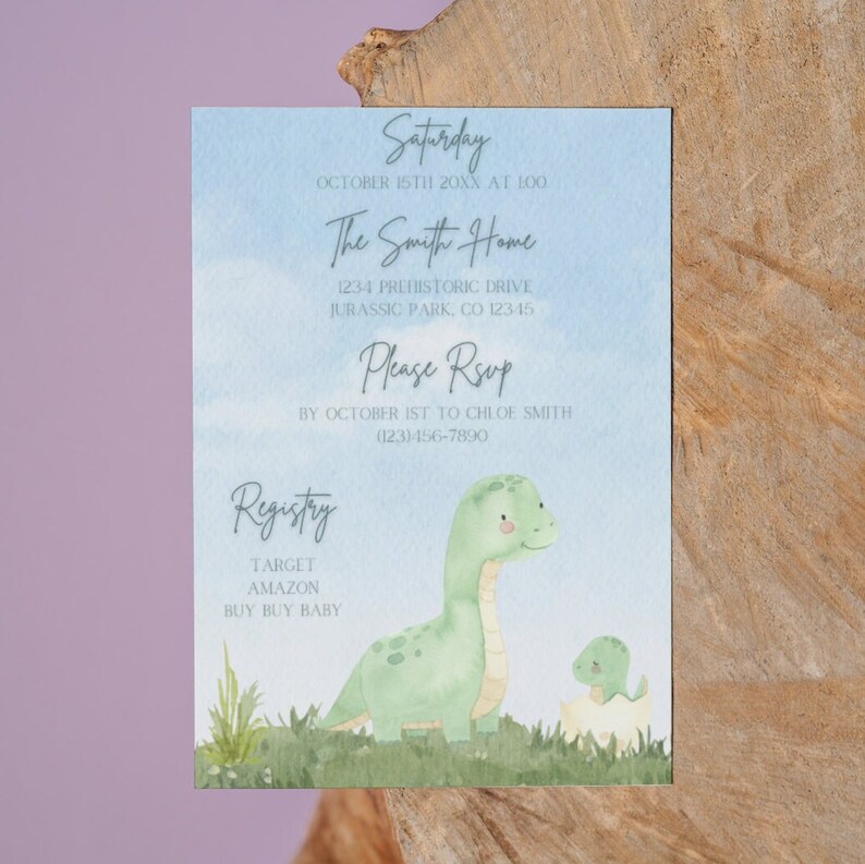 Dinosaur Baby Shower Invitation Template Customizable Etsy