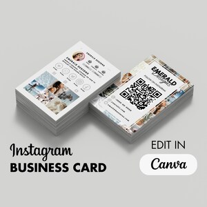 Sjabloon Instagram-visitekaartje bewerkbaar QR-codeontwerp wit IG-beïnvloeder Instagram DIY digitale premade Canva-kaart online klein bedrijf
