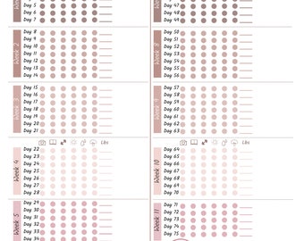 Designer Printable Tracker for my 75 Day Wellness and Fitness Challenge Single Page Dashboard Tracker