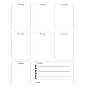 Weekly Wellness Planner - Week Planner and Meal Planner - Berry Pink - Minimalist  Exercise Diet and Self Care Planner and Organizer