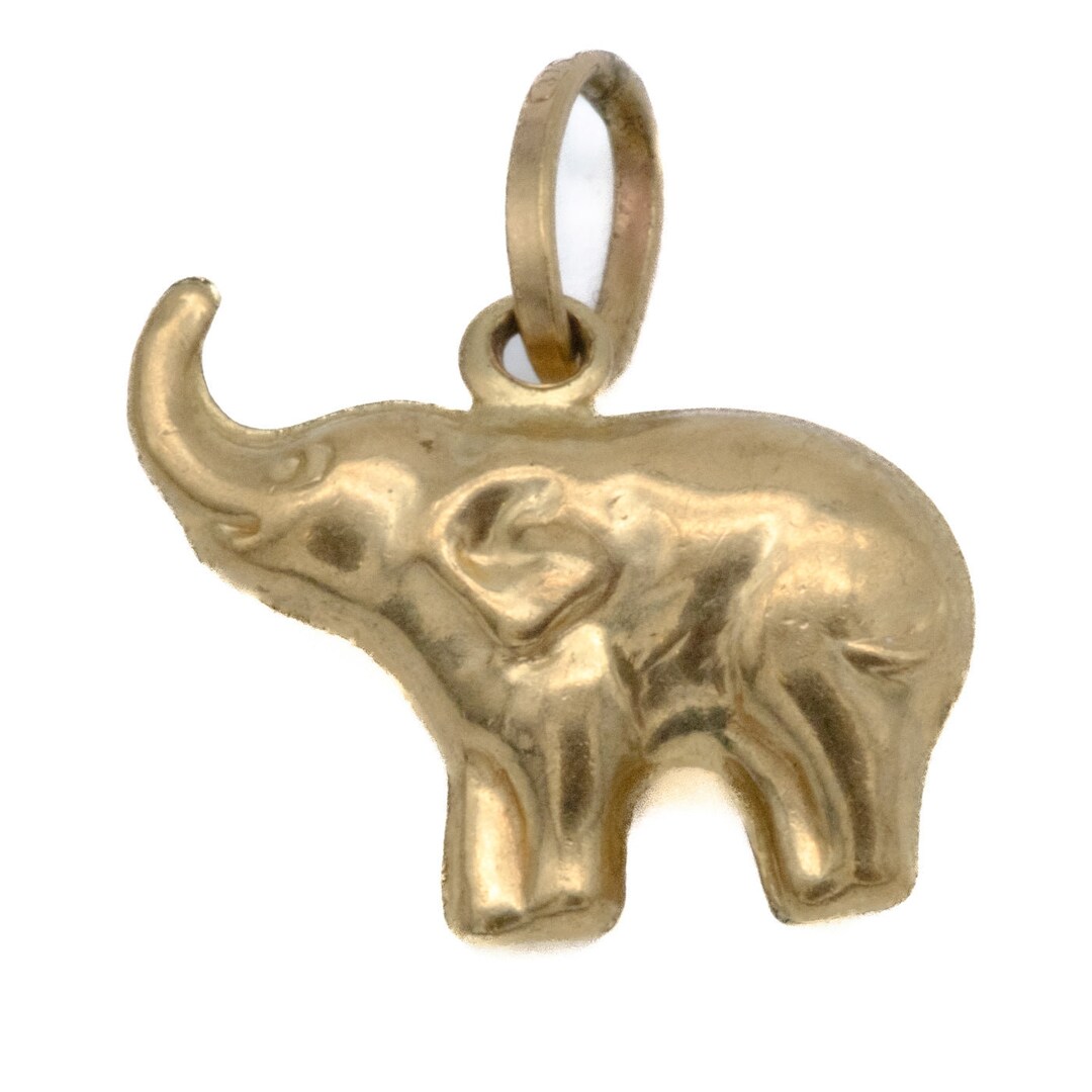 Vintage Lucky Elephant Trunk up 9ct Gold Charm Etsy