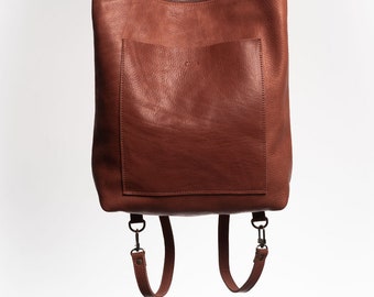 Minimalist Leather Backpack, Satchel Tote, and Handbag, Andes L, Strong, Durable, and Fits Laptops