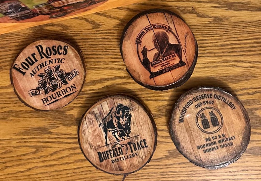 Bourbon Coaster Set Woodford Reserve Buffalo Trace Pappy Etsy