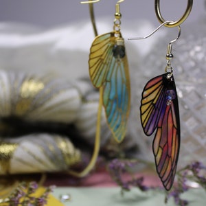 fantasy earrings butterfly and fairy wings in black and gold