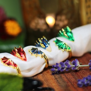 Dragon fantasy rings in gold and black, adjustable fantasy ring, gold rings with dragons