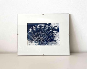 The Ferris wheel, original cyanotype photo print
