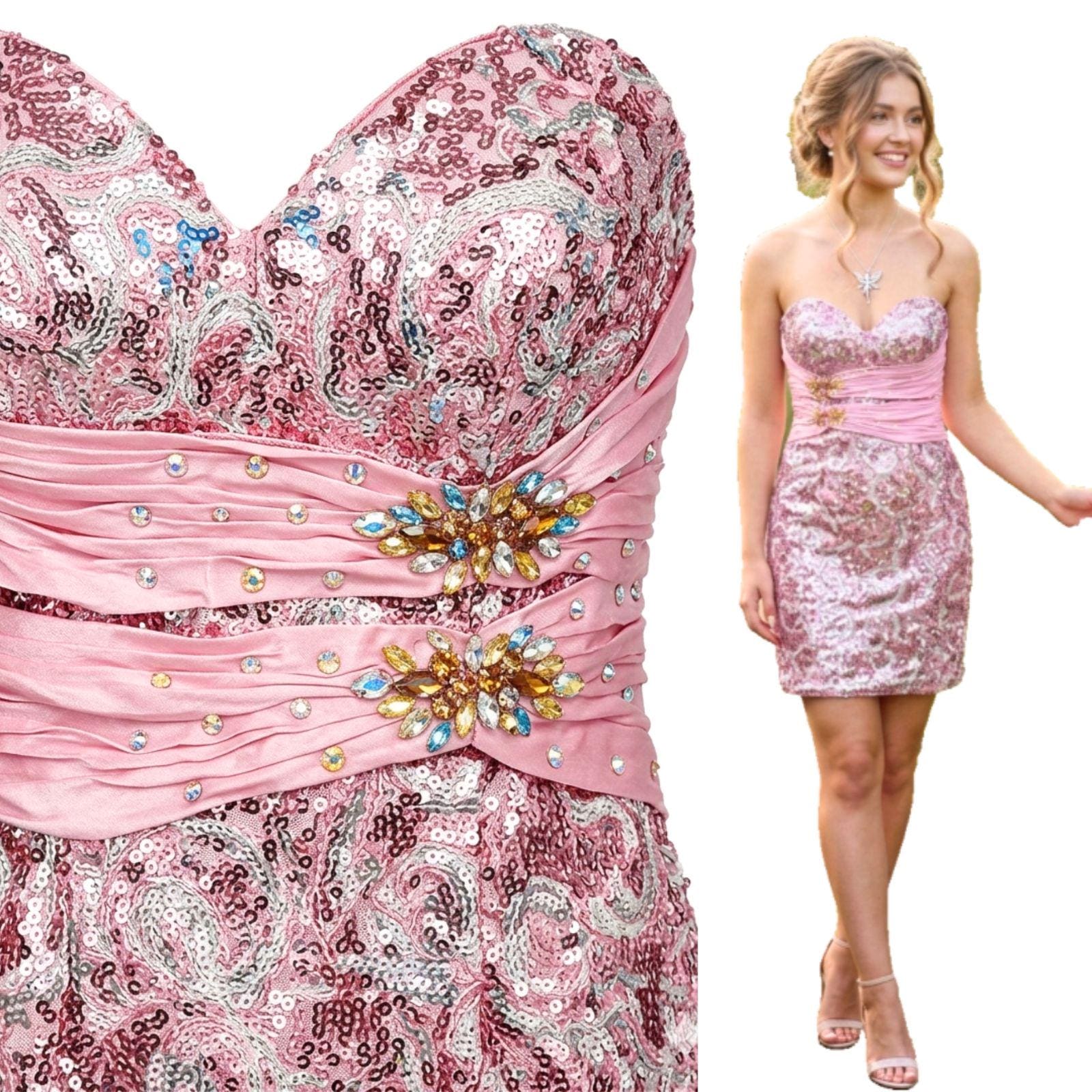 2000s style hoco dress Beaded Lace Short Babydoll Party Dress
