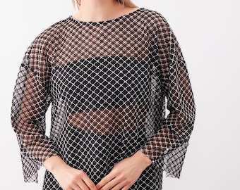 Transparent Blouse, Casual Blouse, Transparent Top, Sheer See Through Modern Blouse, Women's Clothes, Trendy Top, Women's Blouses.