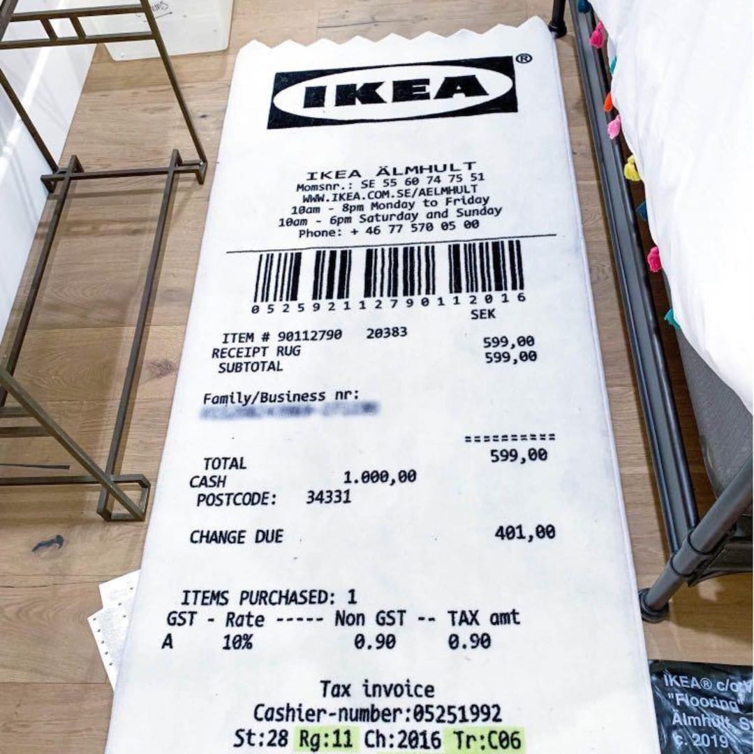 IKEA Receipt Rug Handmade Tufted Rug Hypebeast Rug off - Etsy