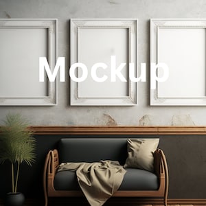 Set of 3 Frame Mockup, White Frame Mockup, Vintage Frame Mockup, White Vertical Frame Template, Digital Download Frame Art Template Mockup,