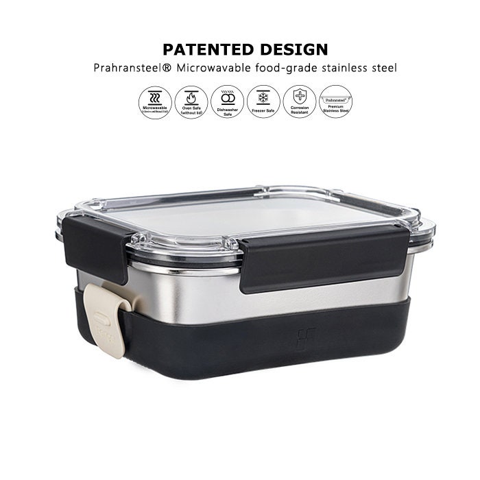 1pc Square Buckle Design Large Capacity Microwave-safe Lunch Box