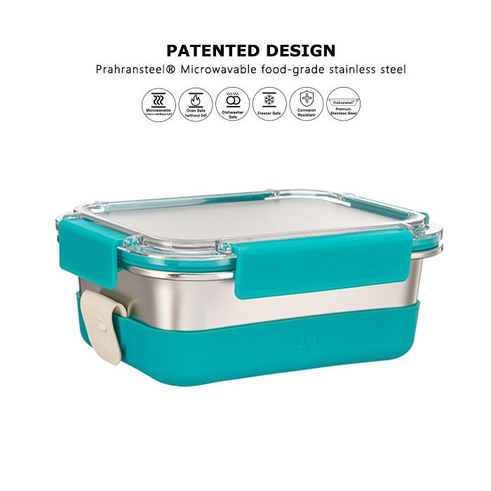 1pc Square Buckle Design Large Capacity Microwave-safe Lunch Box
