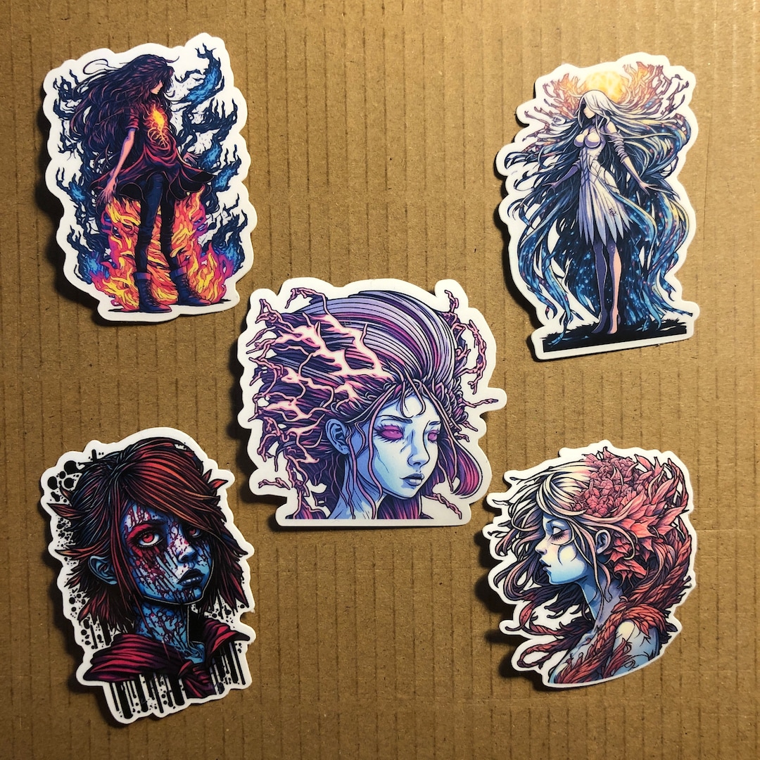 Elemental Stickers, Anime Stickers, Vinyl Sticker, 5 Pcs. Pack Etsy