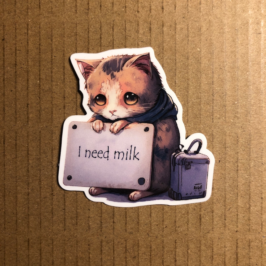 Cat Holding a Sign Sticker, Cute Sticker, Vinyl Sticker - Etsy