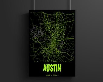 Mapa de Austin, Impressões de Mapas Personalizadas, Impressão da Cidade, Mapa da Cidade, Arte Moderna com Mapas, Impressão de Mapa, Pôster com Mapa, Qualquer Localização, Presente com Mapa, Arte Moderna, Digital