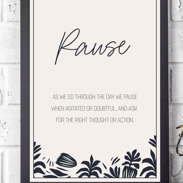 Sobriety wall art, Sobriety gifts, AA gifts, 12 steps, encouragement gift, wall décor, recovery art, addiction recovery, Pause