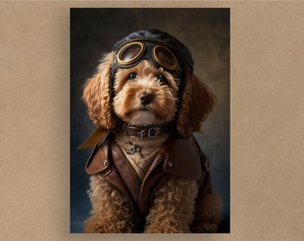Cockapoo Pilot Greetings Card | Birthday Cards | Cards for all occasions | Adorable dogs in costumes | Envelope included