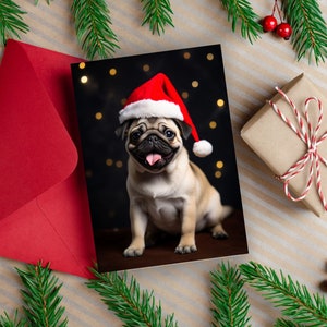 Carte de Noël mignonne de père Noël de chiot de br Vous avez des idées Cartes de voeux Vierge ou avec message Chiens déguisés Enveloppe incluse image 2