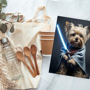 Yorkshire Terrier Star Wars Lightsaber Greetings Card Birthday Cards Cards for all occasions Cute dogs in costumes Envelope included image 2