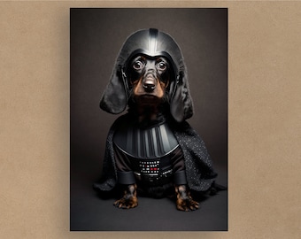 Dachshund Darth Vader Star Wars Greetings Card | Birthday Cards | Cards for all occasions | Adorable dogs in costumes | Envelope included