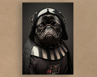 Pug Darth Vader Star Wars Greetings Card | Birthday Cards | Cards for all occasions | Adorable dogs in costumes | Envelope included