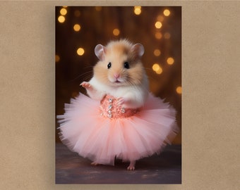 Ballerine de hamster | Cartes d'anniversaire | Des cartes pour toutes les occasions | Animaux adorables en costumes | Enveloppe incluse