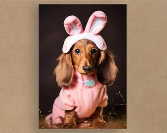 Dachshund Bunny Ears Greetings Card | Easter Cards | Cards for all occasions | Adorable dogs in costumes | Envelope included