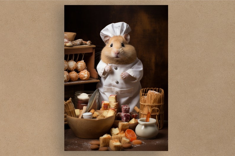 Hamster Chef Card Birthday Cards Cards for all occasions Adorable animals in costumes Envelope included image 1