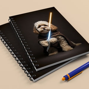 Cockapoo Star Wars Lightsaber spiral notebook A5 Lined and Grid paper available Adorable dogs in costumes Gift ideas image 2