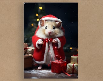 Hamster Santa Claus Card | Christmas Cards | Cards for all occasions | Adorable animals in costumes | Envelope included