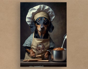 Dachshund Chef Greetings Card | Birthday Cards | Cards for all occasions | Adorable dogs in costumes | Envelope included