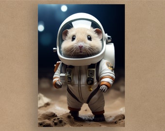 Hamster Astronaut Card | Birthday Cards | Cards for all occasions | Adorable animals in costumes | Envelope included