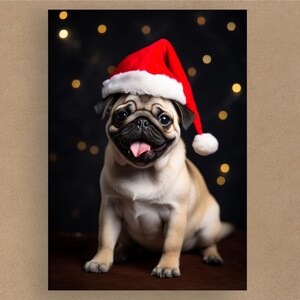 Carte de Noël mignonne de père Noël de chiot de br Vous avez des idées Cartes de voeux Vierge ou avec message Chiens déguisés Enveloppe incluse image 1