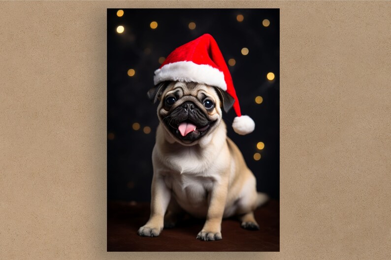 Carte de Noël mignonne de père Noël de chiot de br Vous avez des idées Cartes de voeux Vierge ou avec message Chiens déguisés Enveloppe incluse image 1