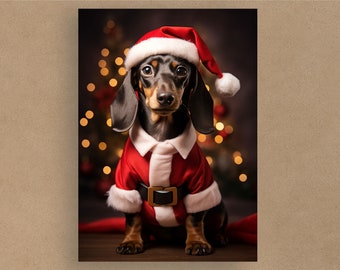 Dachshund Santa Christmas Card | Greetings Cards | Blank or with message | Dogs in costumes | Envelope included