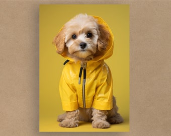 Cockapoo Yellow Raincoat Card | Birthday Cards | Cards for all occasions | Cute dogs in costumes | Envelope included