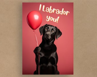 Black Labrador Birthday/Anniversary Balloons Card | Greetings Cards | Cards for all occasions | Cute dogs | Envelope included