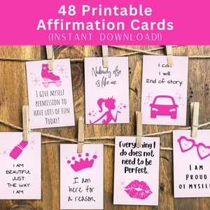 Printable Affirmation Cards, Pink Princess Barb Doll