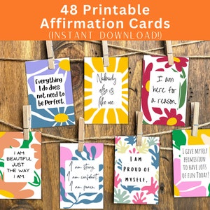 Cartões de afirmação para impressão, estilo Matisse, cartões de incentivo coloridos e bacanas