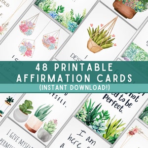 Printable Affirmation Cards, Succulents and Plants