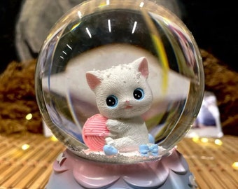 Cat Snow Globe - Cute Kitten Large Snow Globe - Musical Snow Globe - Light Up Snow Globe - Gifts for Couples - Home Decor - Gift for Her