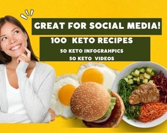 Ultimate Keto SOCIAL MEDIA Package includes Recipes, Videos & Infographics High Quality - Great For Social Media, Blogs and Reels