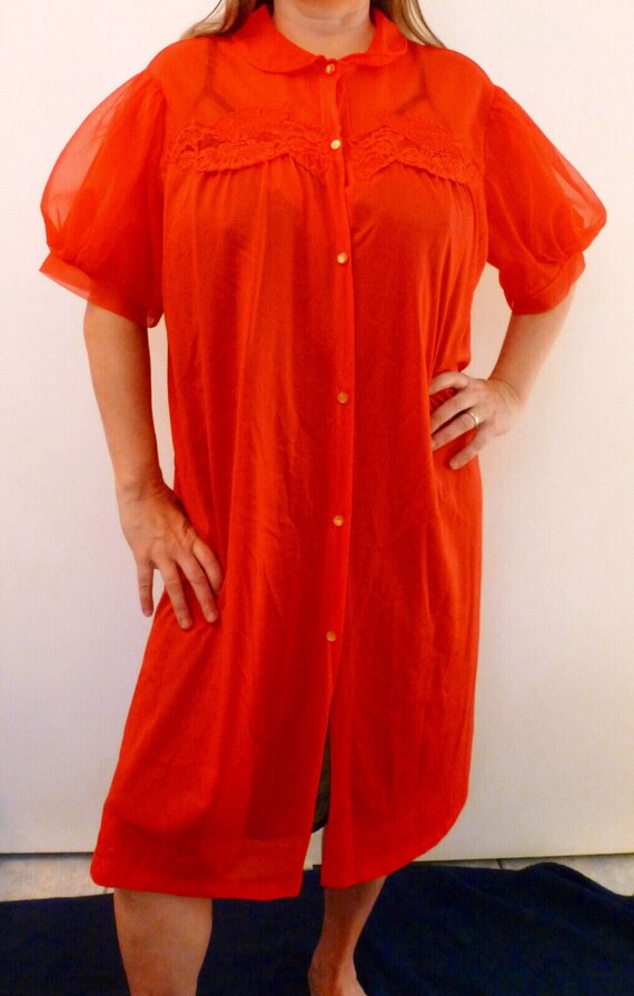 Jc Penney Charmode Vtg Red Double Layer Chiffon Pe