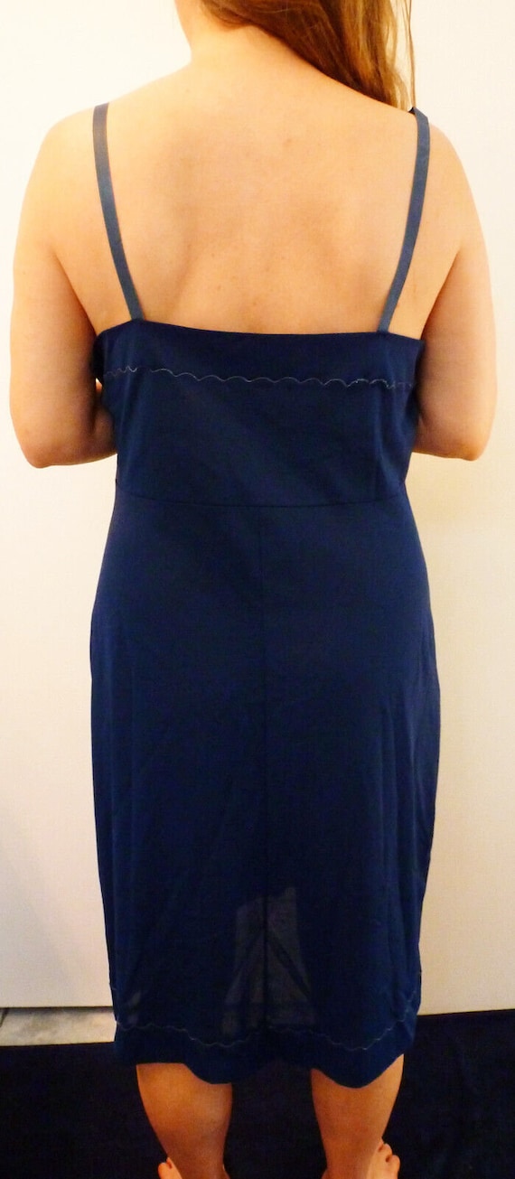 1950S Val Mode Vintage Navy Blue Embroidered Slip… - image 5