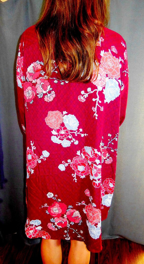 Como Vintage Stylish Maroon Floral Print Semi-She… - image 3