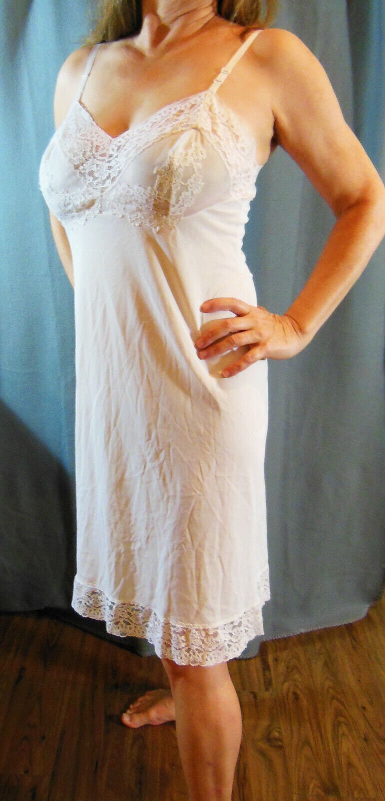 Vassarette Vtg Underneath-it-all White Lacy Sheer Satiny Nylon Full ...