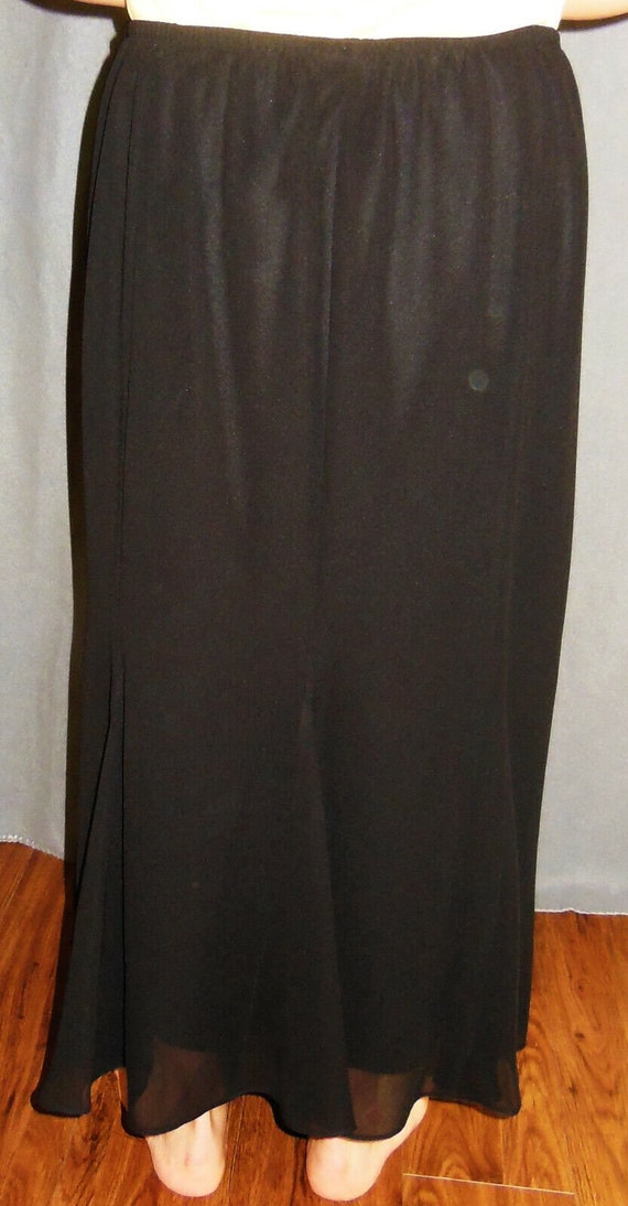 Msk Sylish Black Layered Chiffon Skirt Zipper Ela… - image 2