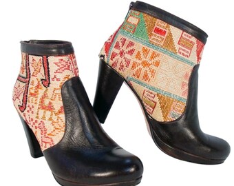 SILKSON SHOES Türkischen Kelim Stiefeletten mit Absatz Stiefeletten 40 / 9.5-10