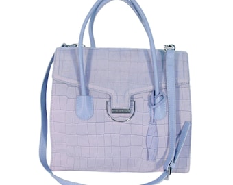 CHARLES JOURDAN Vintage Flieder Kroko Nubuk Umschlag Umhängetasche Umhängetasche